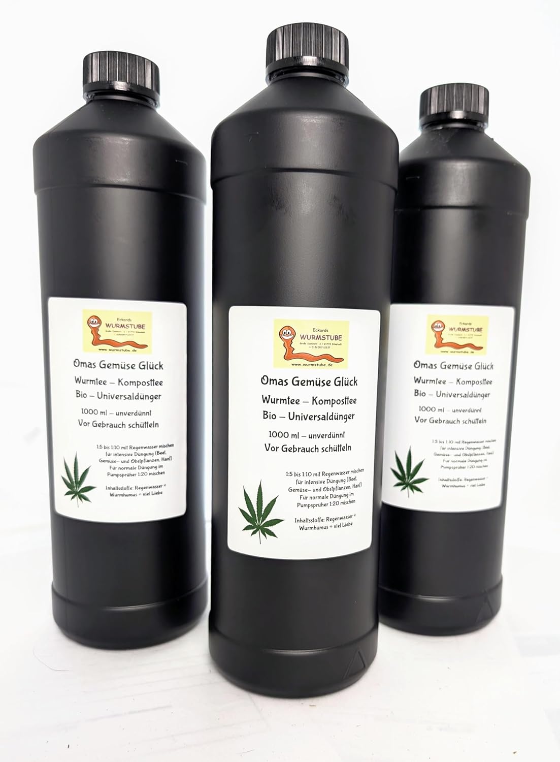 Wurmtee Komposttee Omas Gemüse-Glück - 3 Liter - Universaldünger - Vegan Zimmerpflanzen Balkonpflanzen Hanf Tomaten Gurken