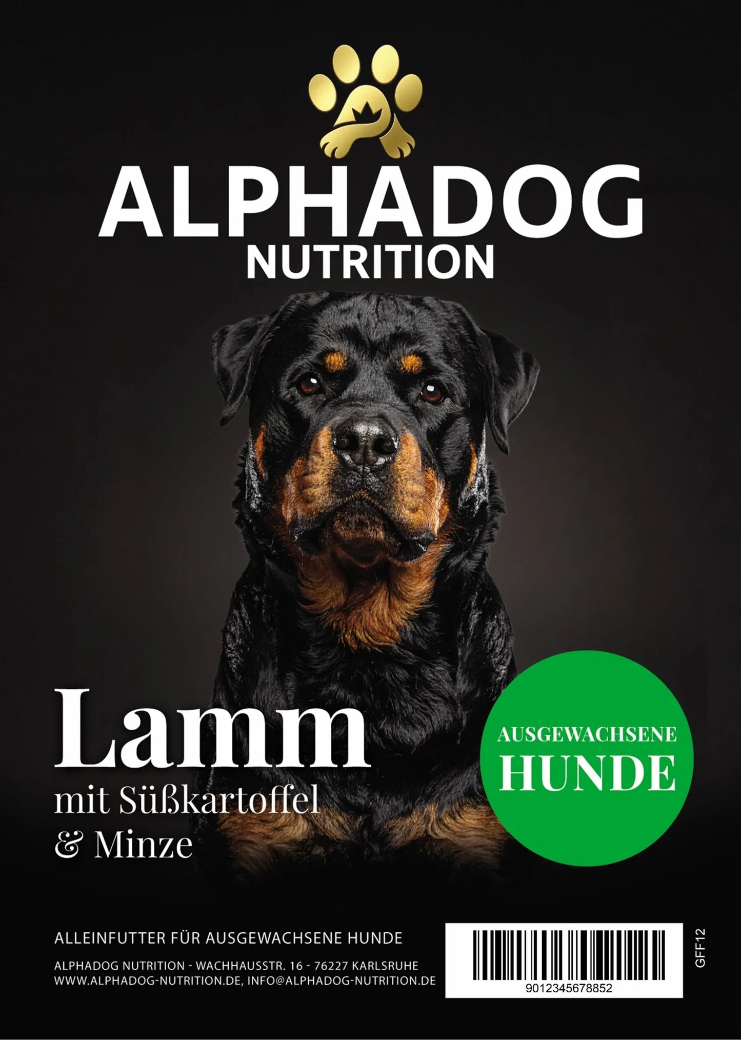 Alphadog Trockenfutter Lamm mit Süßkartoffel & Minze | 12 kg | Getreidefrei