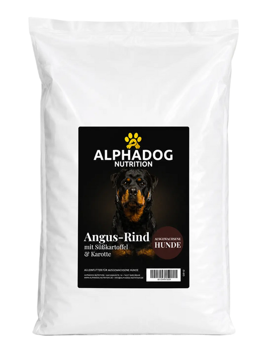 Alphadog Trockenfutter Angus Rind mit Süßkartoffel & Karotte | 12 kg | Getreidefrei