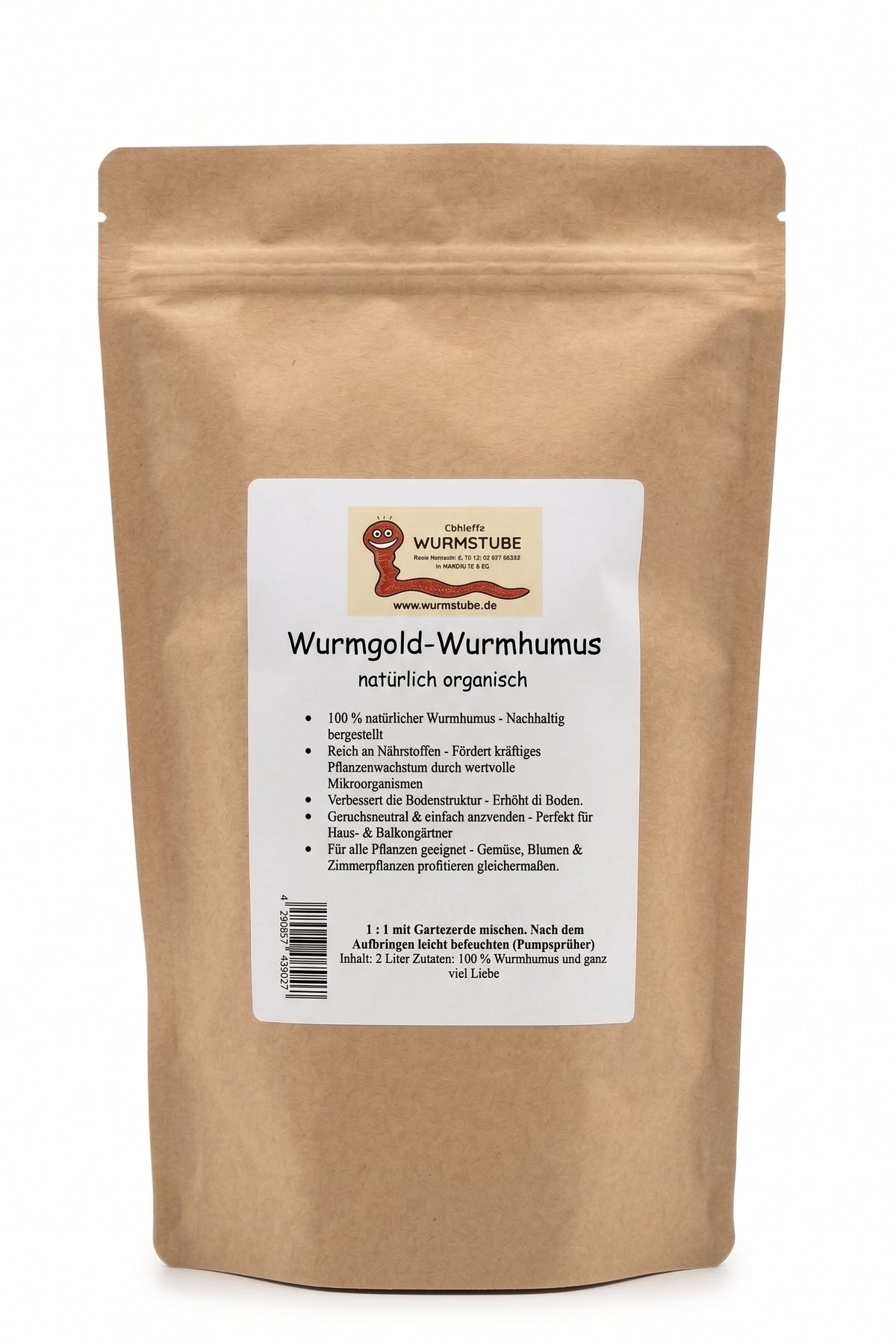Wurmhumus 2 Liter - Universaldünger - Reiner Wurmkompost -Das schwarze Gold für deinen Garten