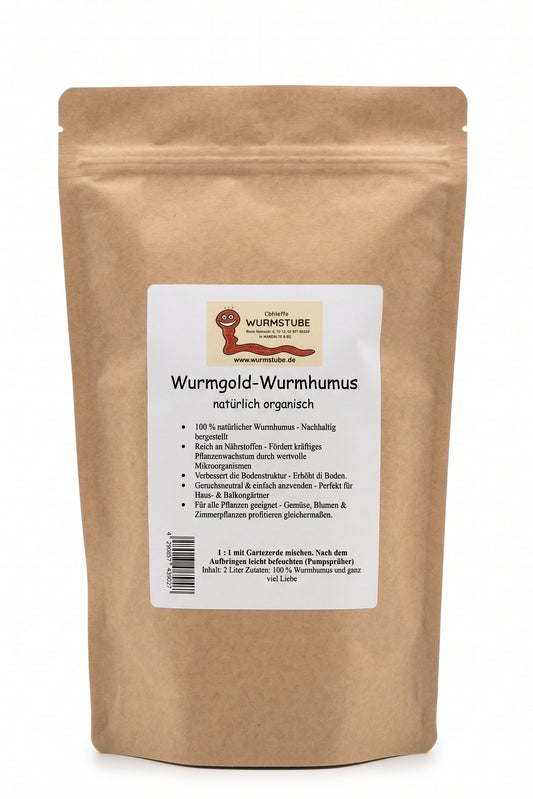 Wurmhumus 2 Liter - Universaldünger - Reiner Wurmkompost -Das schwarze Gold für deinen Garten