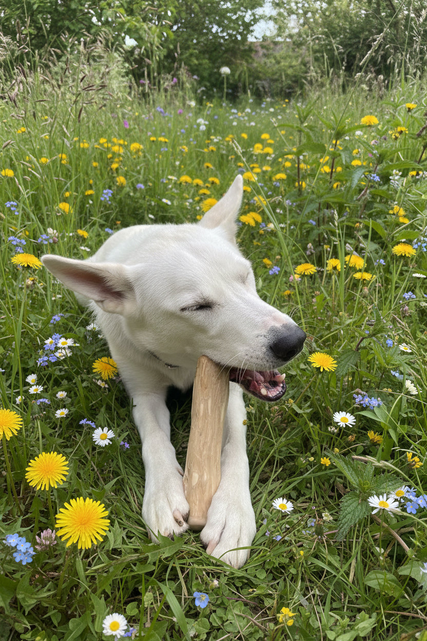 Kaffeeholz Kaustab für Hunde: Natürliches Kauspielzeug, splitterfrei und langlebig Größe M + L