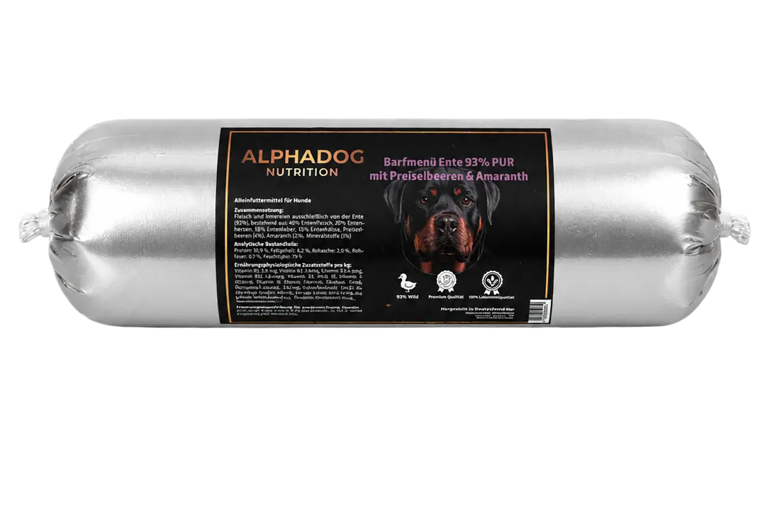 Alphadog BARF-Ergänzungswurst Ente mit Preiselbeeren & Amaranth - Hypoallergen