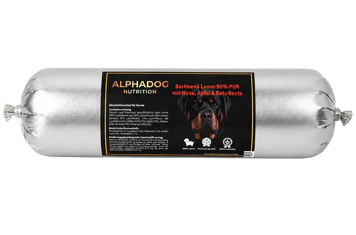 Alphadog BARF-Ergänzungswurst Lamm mit Süßkartoffel & Apfel | Getreidefrei