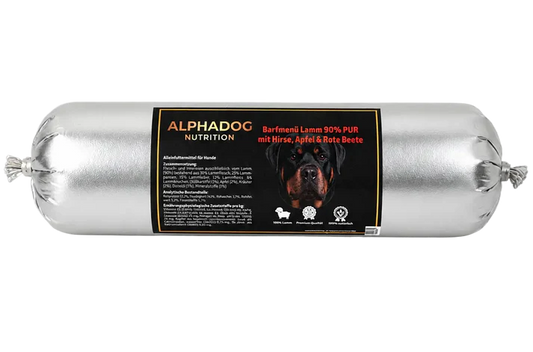 Alphadog BARF-Ergänzungswurst Lamm mit Süßkartoffel & Apfel | Getreidefrei