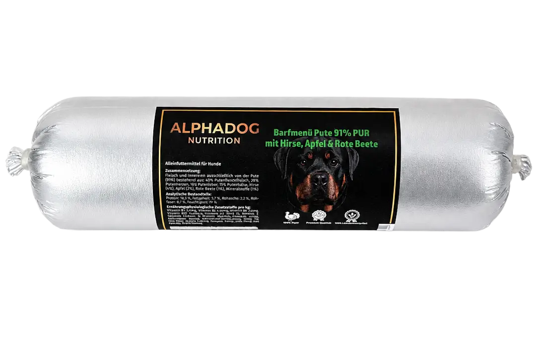 Alphadog BARF-Ergänzungswurst Pute mit Hirse & Apfel | Getreidefrei