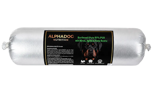 Alphadog BARF-Ergänzungswurst Pute mit Hirse & Apfel | Getreidefrei