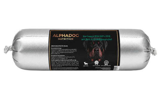 Alphadog BARF-Ergänzungswurst Wild mit Reis & Grünlippmuschel | Hypoallergen